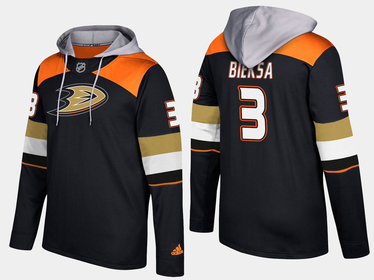 Men NHL Anaheim ducks 3 kevin bieksa black hoodie